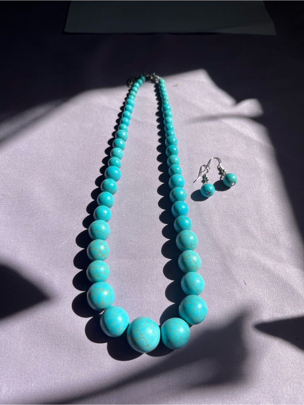 Turquoise Beaded Necklace and Earring Set - Bright Turquoise